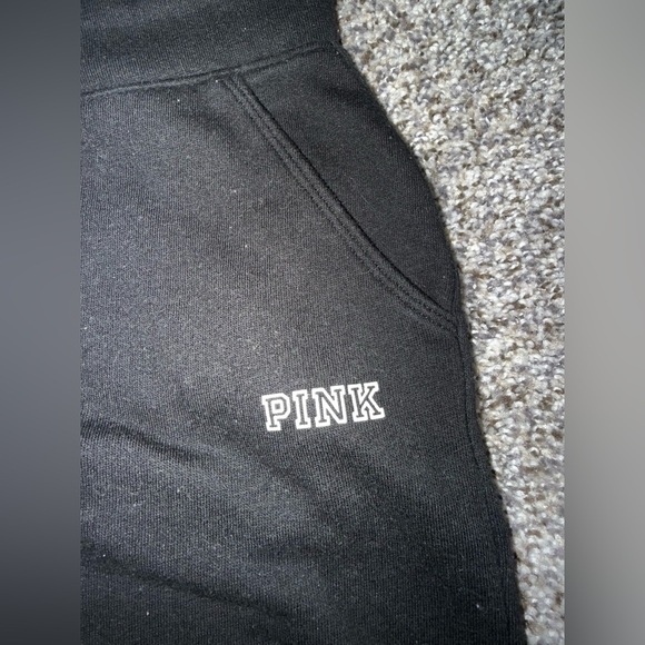 Pink black sweat pants joggers with pockets and drawstring - Picture 2 of 4